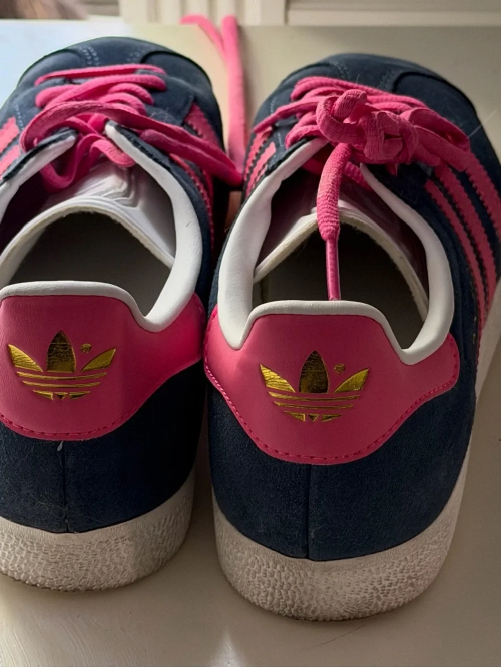 adidas Gazelle Navy and Pink Suede Women's Sneakers - Picture 2 of 7